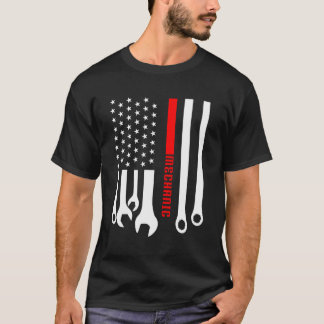 Mechanic Ingenjör Mechanist Garage American Flagga T Shirt