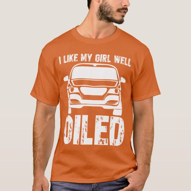 Mechanic Joke Car Workshop Oil retro T Shirt (Framsida)