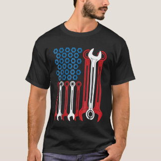 Mechanic Patriotic Mechanic Usa American Flagga Te T Shirt