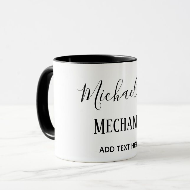 MECHANIC-Personligen ger CLASSIC Black White Mugg (Framsida vänster)