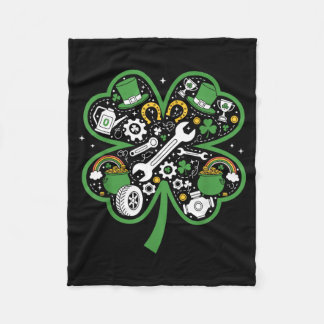 Mechanic Shamrock Clover St Patricks Day Womens Fleecefilt