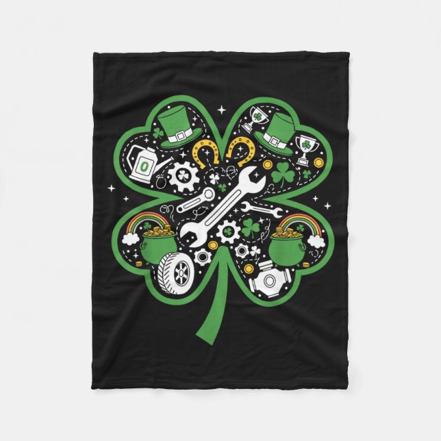 Mechanic Shamrock Clover St Patricks Day Womens Fleecefilt (Framsidan)