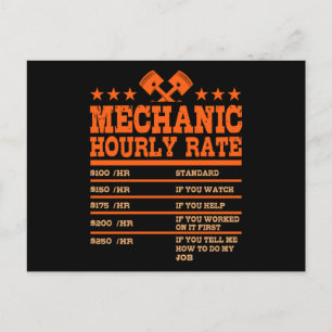 MECHANIC TIMME RATE FUNNY Car Mechanics Rates Car Vykort