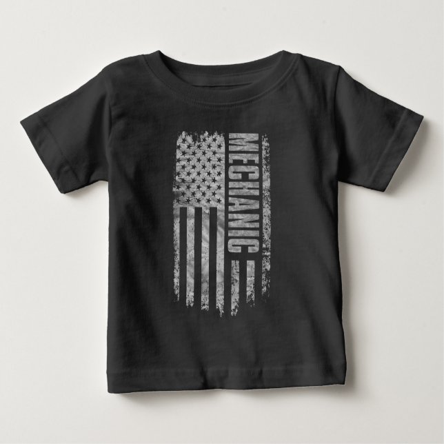 Mechanic USA Flag Distressed design T Shirt (Framsida)
