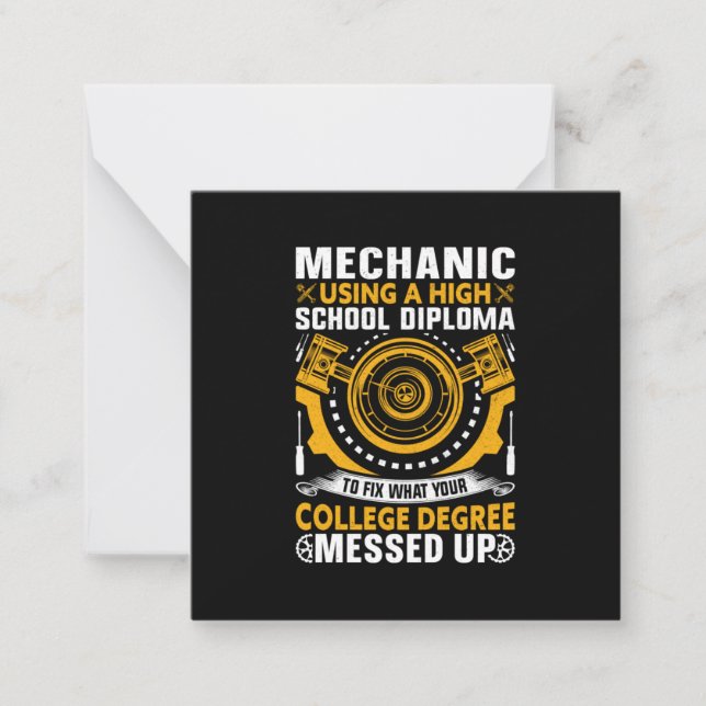 Mechanic Using A High School Diploma Anteckningskort (Framsida)