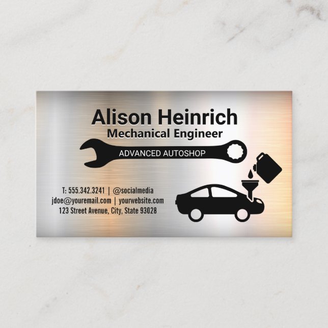 Mechanic Wrench | Biljettolja | Metallisk Visitkort (Framsida)
