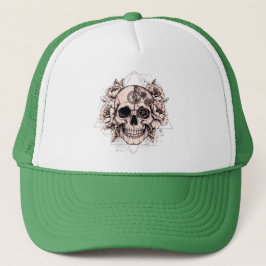 "Mechanical Bloom" – Gothic Skull with Floral Gear Keps