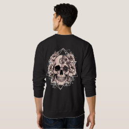 "Mechanical Bloom" – Gothic Skull with Floral Gear Lång Ärmad Tröja