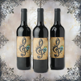 Mechanical clef vinflaska etikett