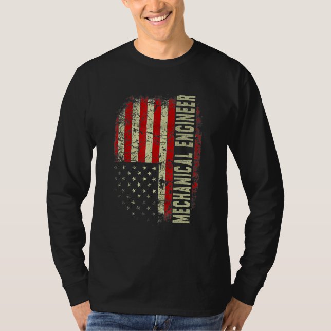 Mechanical Engineer 4th July US Flag Patriotic Eng T Shirt (Framsida)