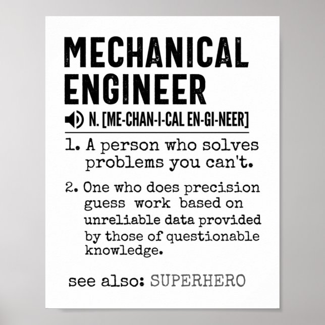 Mechanical Engineer Dictionary Definition Poster (Framsidan)
