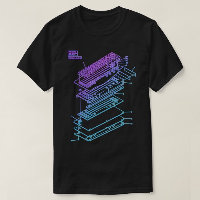Mechanical Keyboard Patent Drawing Graphic Design  T Shirt (Design framsida)