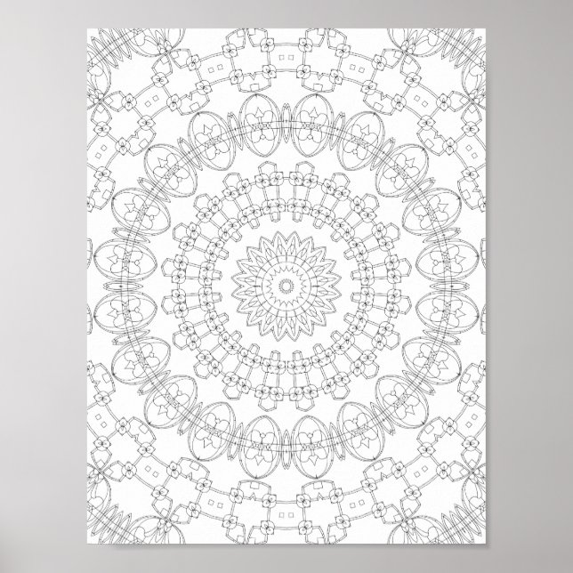 Mechanical Petal Rings Coloring Page Pattern Art Poster (Framsidan)