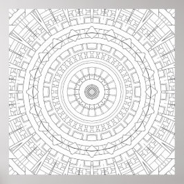 Mechanical Ring Mandala Precision Coloring Art Poster