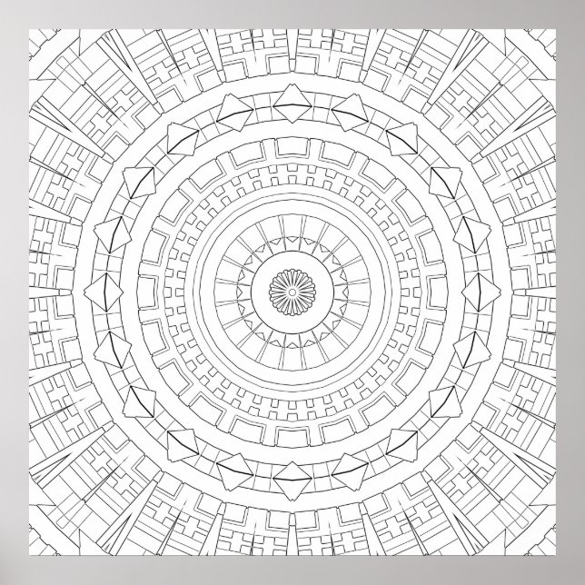 Mechanical Ring Mandala Precision Coloring Art Poster (Framsidan)