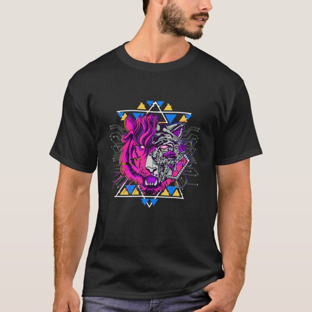 Mechanical Tiger Robot Futuristiska T Shirt (Framsida)
