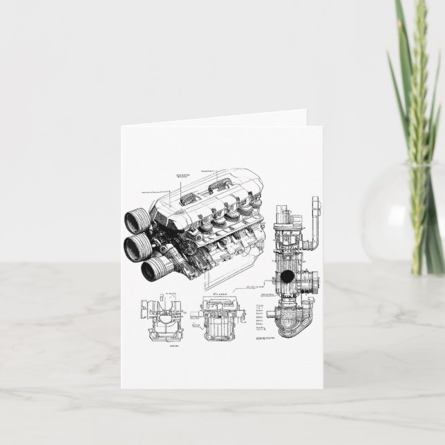 Mechanics Car Enthusiast Men Engine Eces  Kort (Framsida)