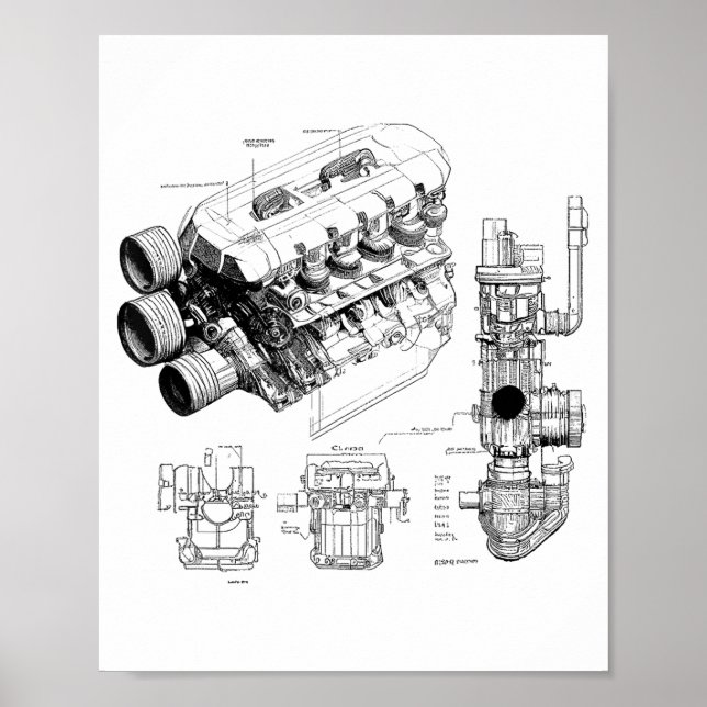 Mechanics Car Enthusiast Men Engine Eces  Poster (Framsidan)