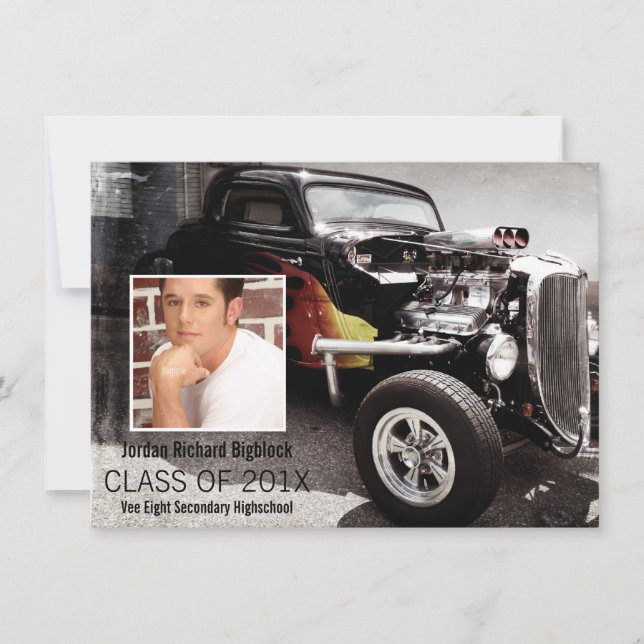 Mechanics Student V8 Emblem Photo Grad Meddelande (Framsida)