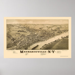 Mechanicville, NY Panoramic Karta - 1885 Poster