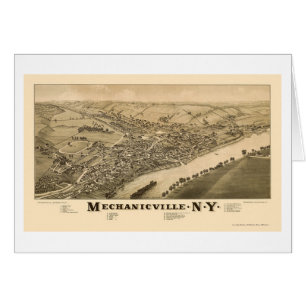 Mechanicville panorama- karta för NY - 1885 Hälsningskort