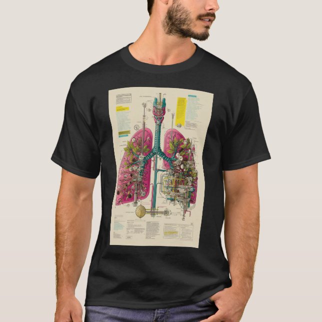 Mechanized Lungs Diagram — Bio-Industrial Anatomy T Shirt (Framsida)
