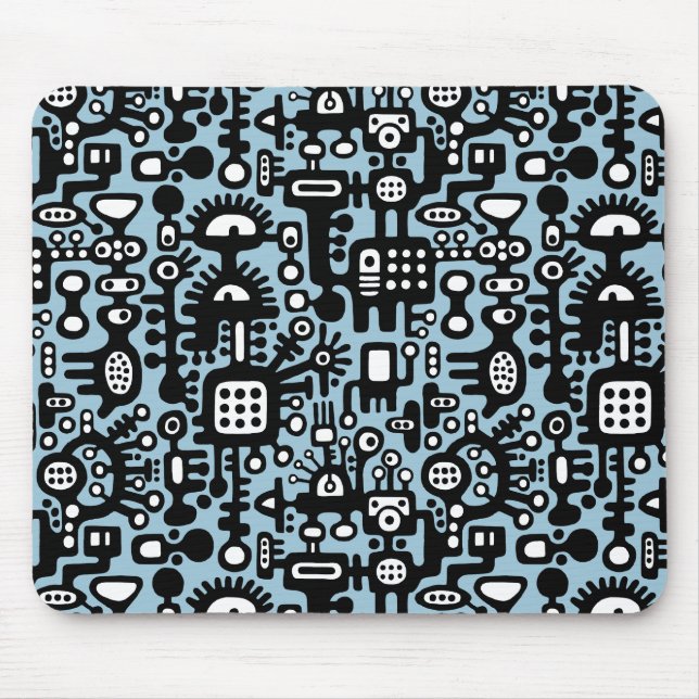 Mechanoid World - Black and White med Lt Blue Musmatta (Framsidan)