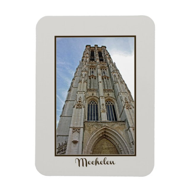 Mechelen Cathedral Belgium Magnet (Vertikal)