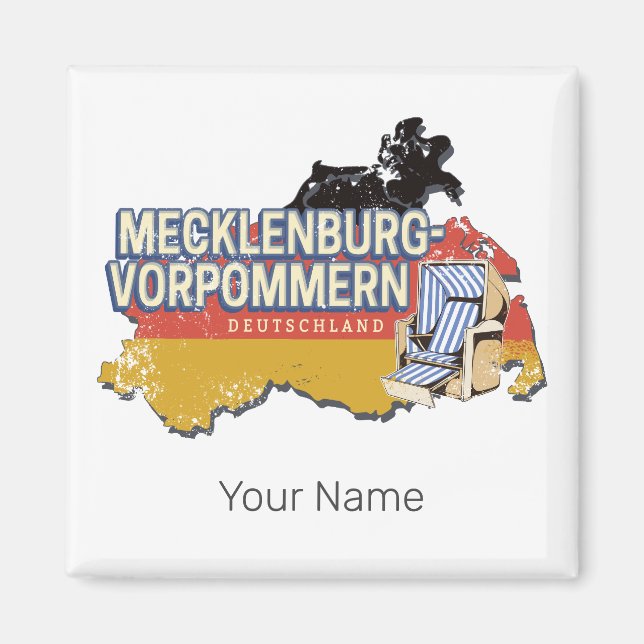 Mecklenburg-Westerna Pommania Vinateg Karta Tyskla Magnet (Framsidan)