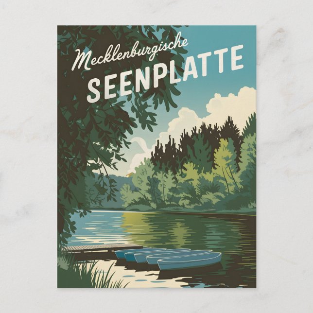 Mecklenburgische Seenplatte Tyskland vintage Vykort (Framsida)