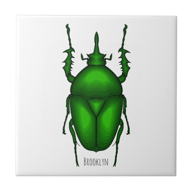 Mecynorhina torquata kryp tecknad illustration kakelplatta (Framsidan)