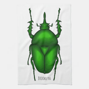 Mecynorhina torquata kryp tecknad illustration kökshandduk