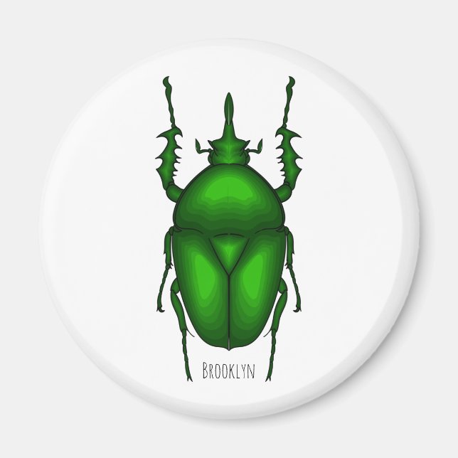 Mecynorhina torquata kryp tecknad illustration magnet (Framsidan)