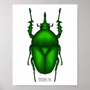 Mecynorhina torquata kryp tecknad illustration poster