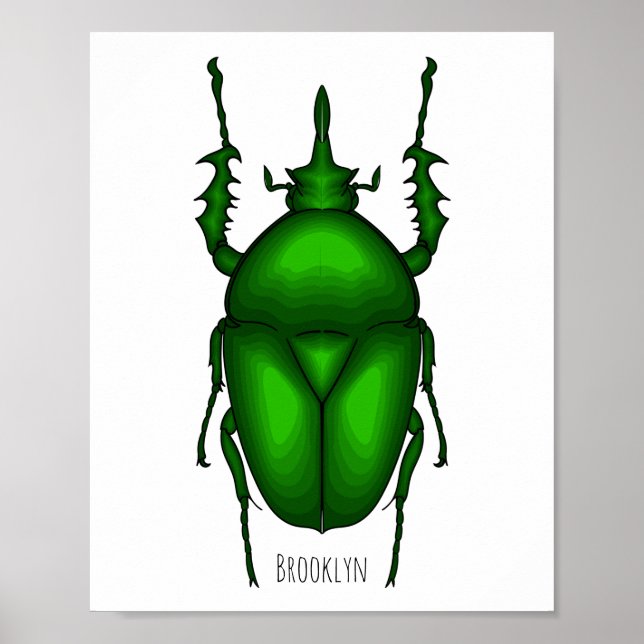 Mecynorhina torquata kryp tecknad illustration poster (Framsidan)