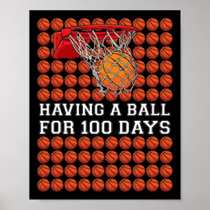 Med 100 dagars Basketball Kids Boy Smarter i Boll Poster