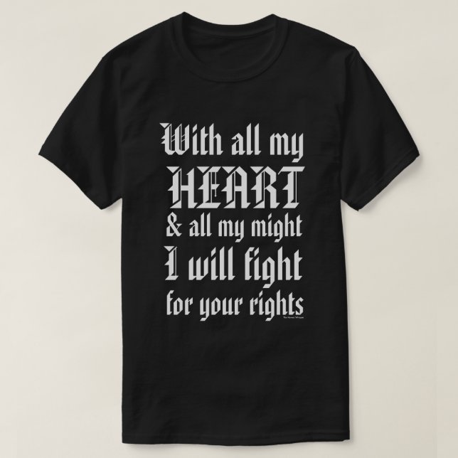 Med all min hjärtaskjorta (svarten) t shirt (Design framsida)