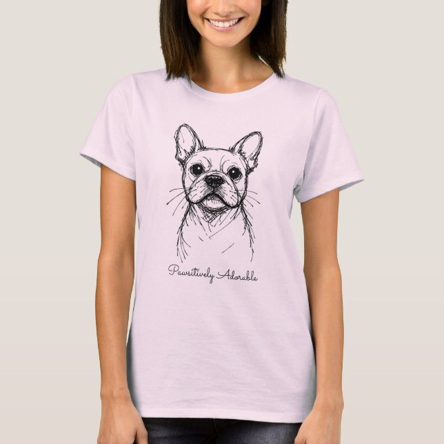 🐶Med anpassad text,  Frenchie Line Muse  T Shirt (Framsida)
