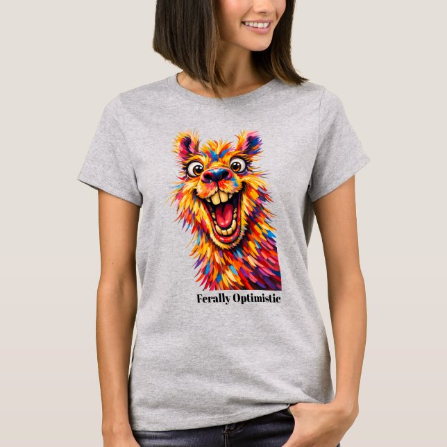 🐶Med anpassad text, “Vildt Optimistisk”  Lama T Shirt (Framsida)