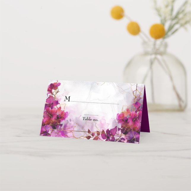 💍 med anpassningsbar Fuchsia Enchantment Watercol Placeringskort (Framsida)