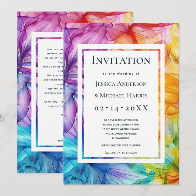 Med anpassningsbar på bakre eterblocket inbjudningar (Fram/baksida)