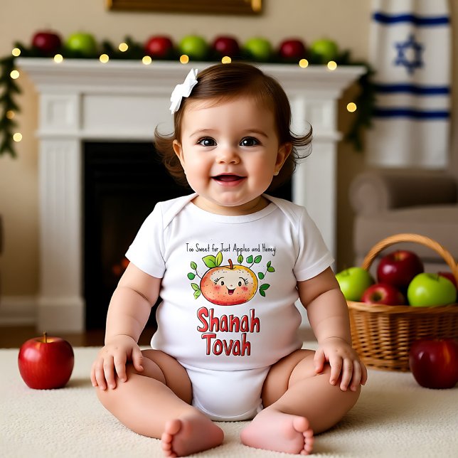 🍎 🐝 med anpassningsbar som är nybörjare t shirt (🍎🐝With custom text Sweet New Beginnings Baby Bodysuit)