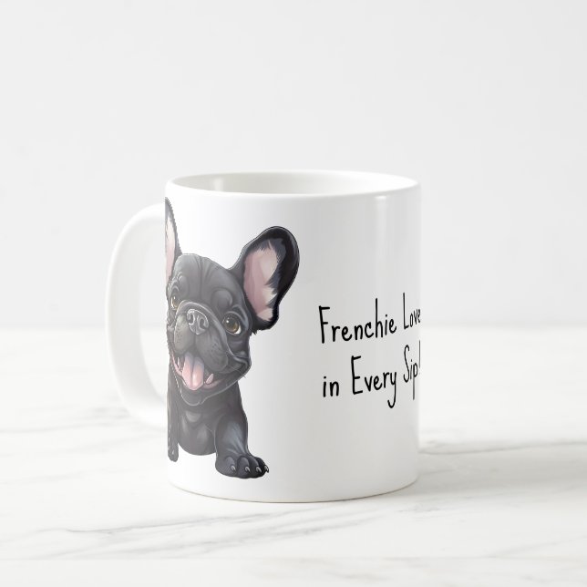 Med anpassningsbar text, 🐶 puppy med frenchie kaffemugg (Framsida vänster)