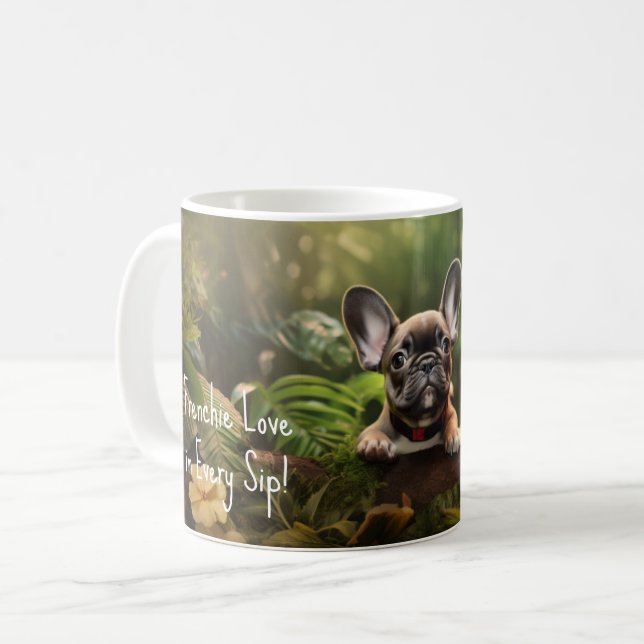 Med anpassningsbar text, 🐶 puppy med frenchie kaffemugg (Framsida vänster)