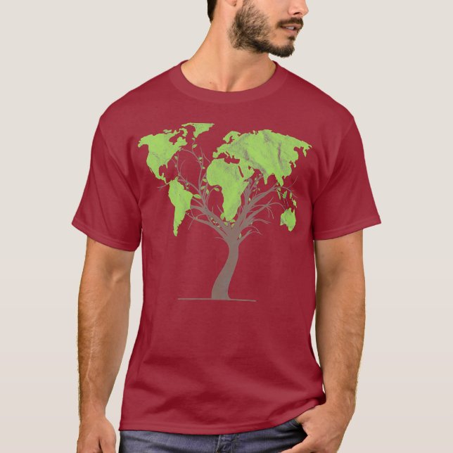 med Arborist Gardener Träd World Map Gift T Shirt (Framsida)
