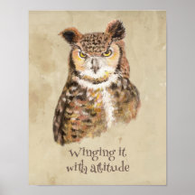 Med attityd Uggla Sassy Attitude Print