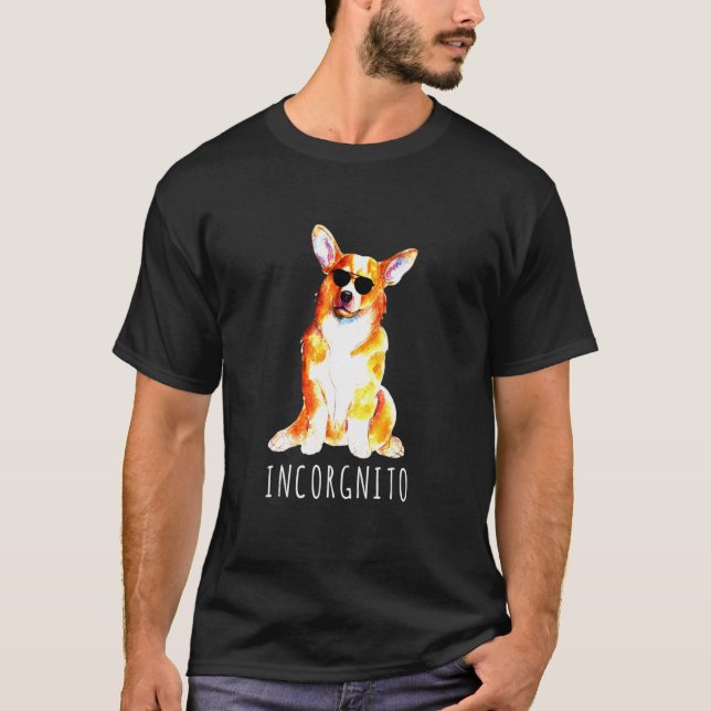 Med Aviator Sunglasses Corgi T Shirt (Framsida)