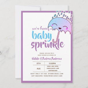 med Baby SPRINKLE Kawaii Lila Blue Inbjudningar