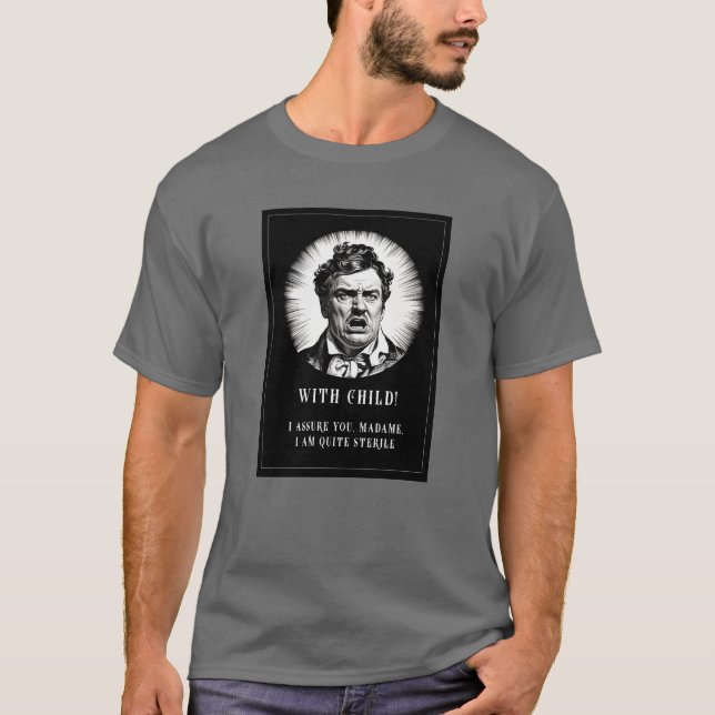 Med barn? - Graviden Torr Humor T Shirt (Framsida)