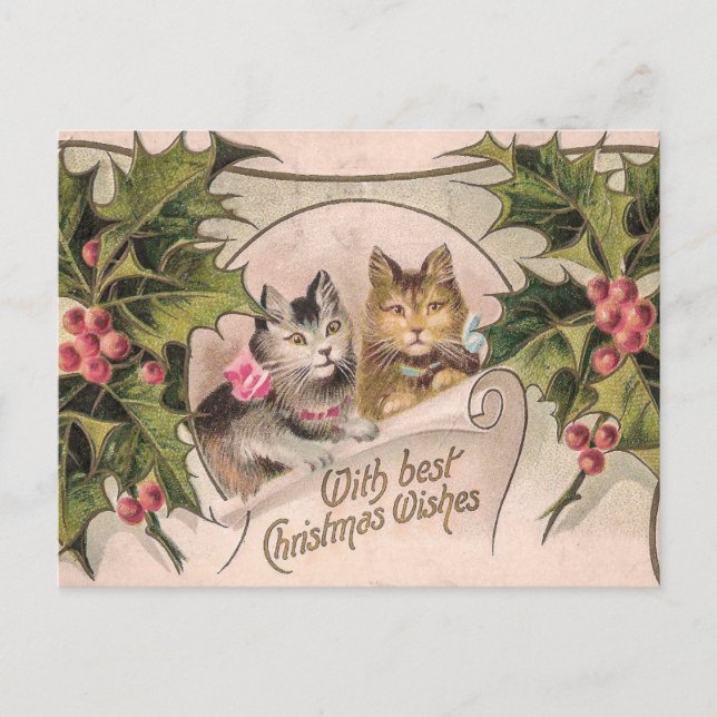 "Med bästa jul-Önskemål" Victorian Vykort (Framsida)